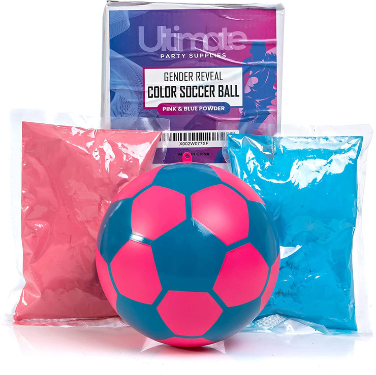 Gender Reveal Color Soccer Ball | Blue and Pink Powder Kit