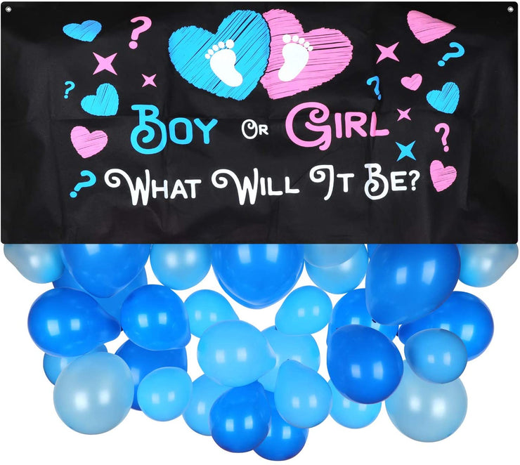 Gender Reveal Balloon Bag Drop | Boy or Girl What Will It Be | Confetti and Balloon Zipper Bag Drop