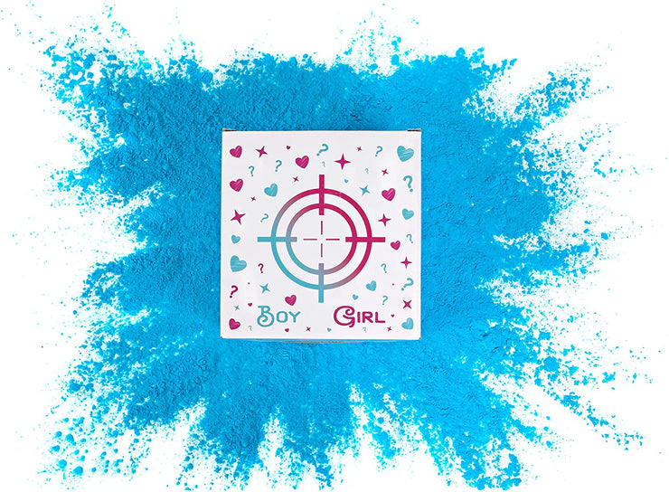 Gender Reveal Target Box - 10 LB Powder 12 Inch Shooting Target Box - Blue