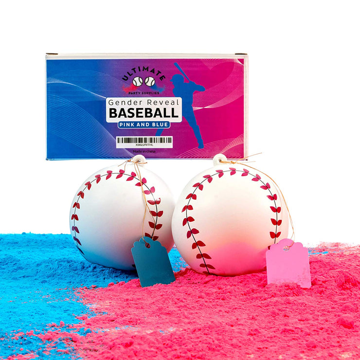 Gender Reveal Baseball 2 Pack - Pink & Blue Set